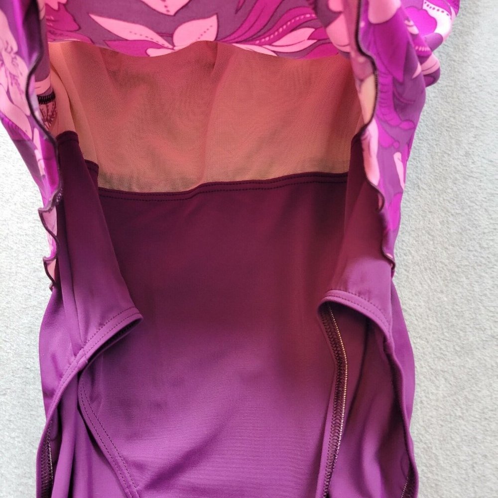 L.L. Bean Purple and Pink Floral One-Piece Swimsuit - Picture 5 of 10